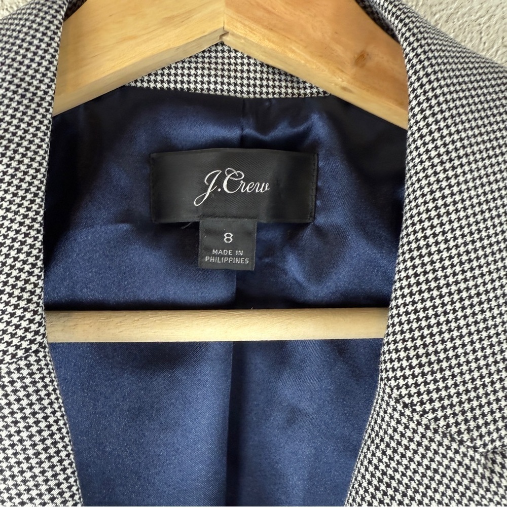 J. Crew Houndstooth Peplum Single Button Blazer Size 8 - Picture 10 of 10